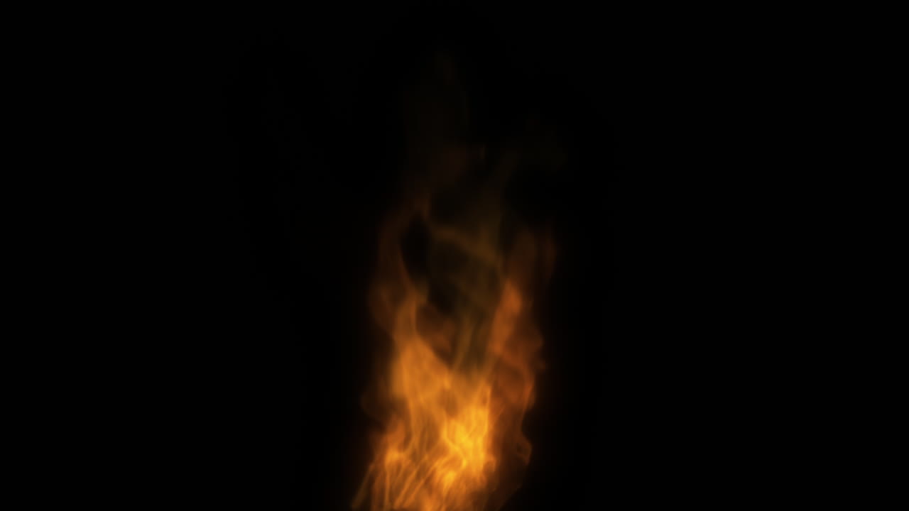 Orange Hot Flames Fire Burning on Black Background. Campfire Style Animation with Flickering Energy. Use Add or Screen Modes to to Remove Backdrop.