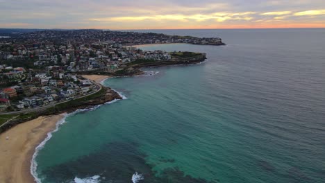 scenery of entire eastern suburbs at the coastline of bronte, tamarama and bondi beach in new south wales, australia