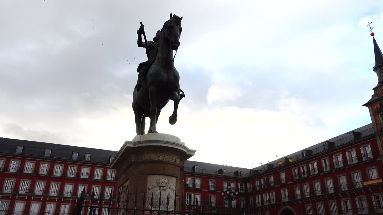 Plaza Mayor. Madrid, Spagna. La Plaza Mayor è una delle piazze centrali della capitale spagnola. La Plaza Mayor (in inglese Main Square) fu costruita durante il regno di Filippo III