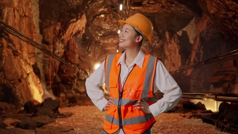 female engineer in a mine tunnel