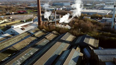 pilkington glass factory warehouse buildings aerial view establishing industrial town manufacturing facility