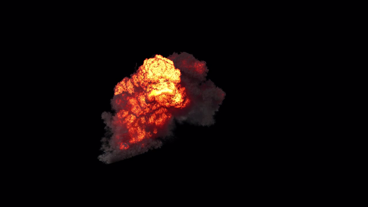Massive fiery explosion on transparent background