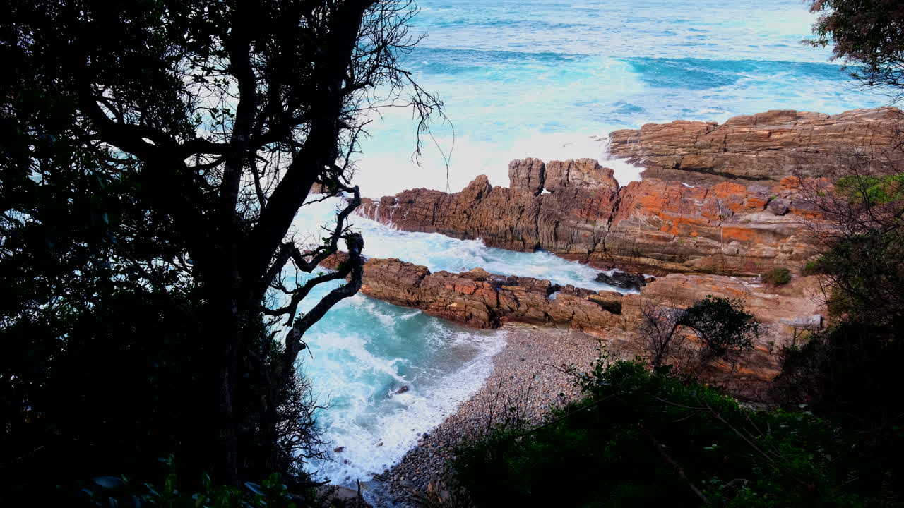 Natural beauty of rugged coastline and indigenous forest at Storms River mouth