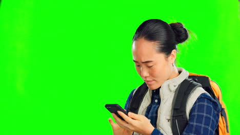 Network,-green-screen-and-woman-with-backpack