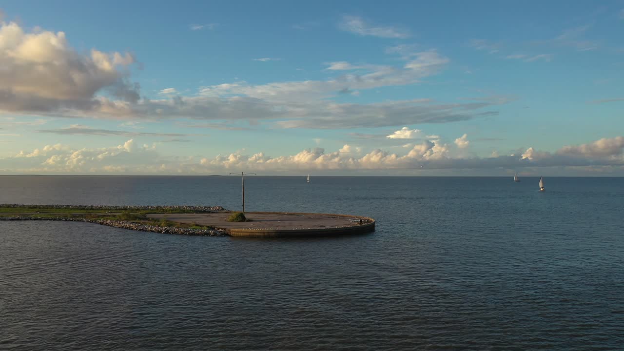 Sailing and sunset at Lake Pontchartrain in New Orleans Louisiana