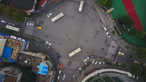 china wuhan city day time traffic crossroad aerial top view 4k