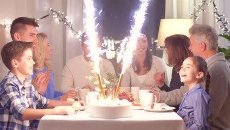 happy family having dinner party at home