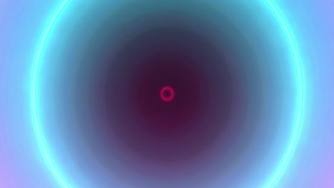 animación de círculos de neón pulsantes rosados, azules y violetas sobre fondo violeta