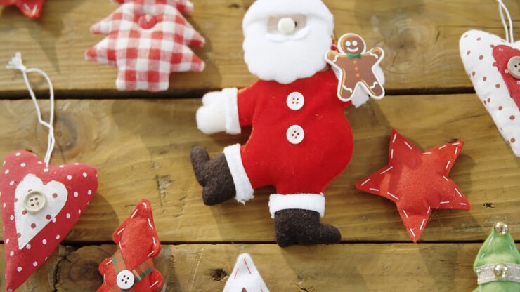 Santa claus on wooden table 4k
