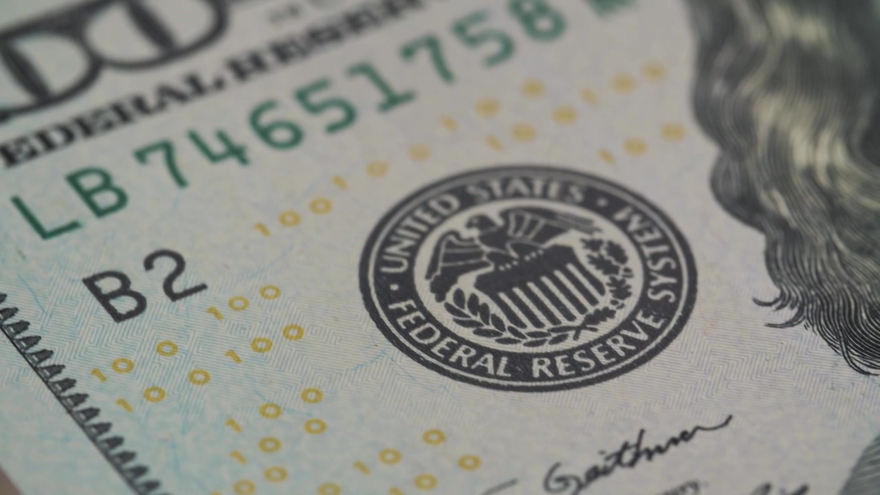 Vista em Close-up de uma Nota de Cem Dólares Americanos