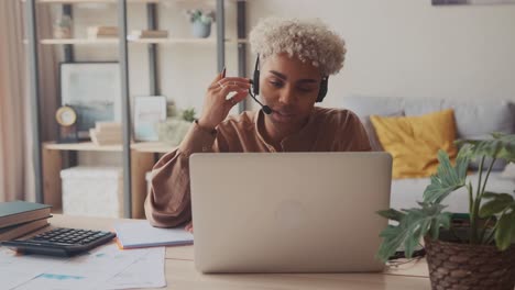 woman having a video conference at home