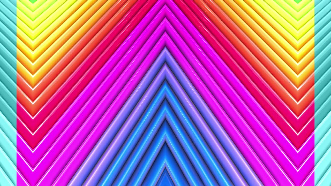 abstracto 3d sin costuras fondo brillante en 4k con cintas de arco iris. rayas multicolores arcoirís moverse cíclicamente en geometría simple estilo creativo de dibujos animados. animación suave en bucle.
