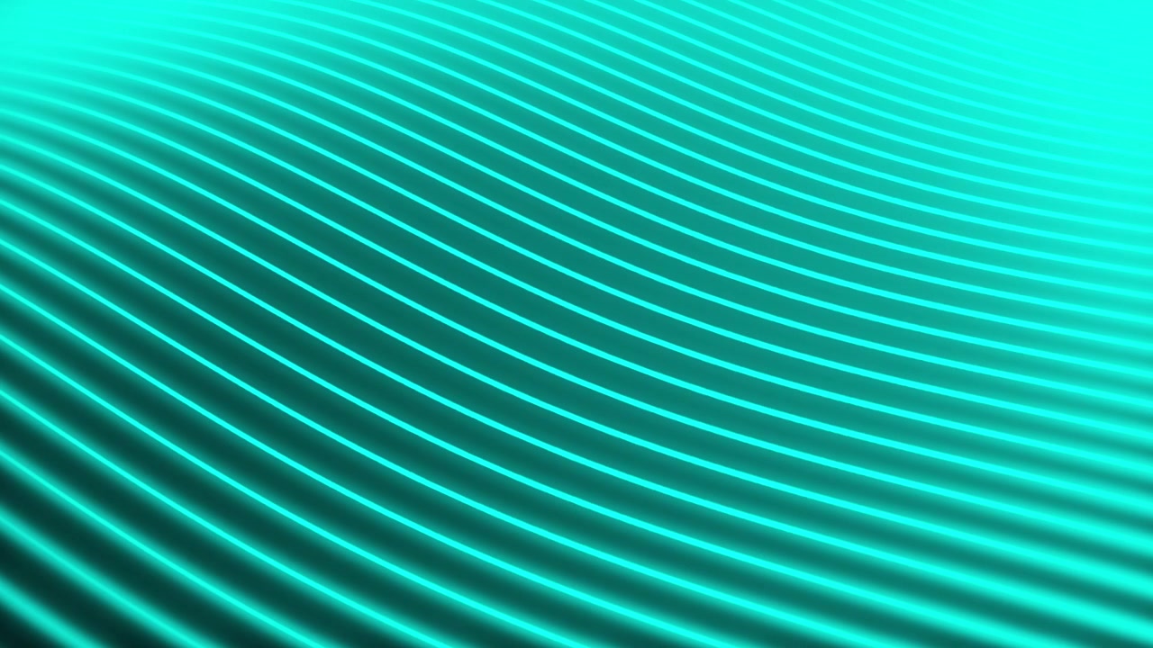 Abstract Background of Moving Teal Neon Wavy Lines