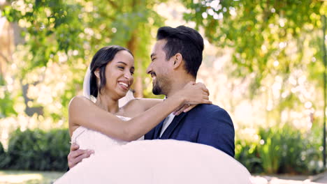 love, wedding and a groom carrying his wife