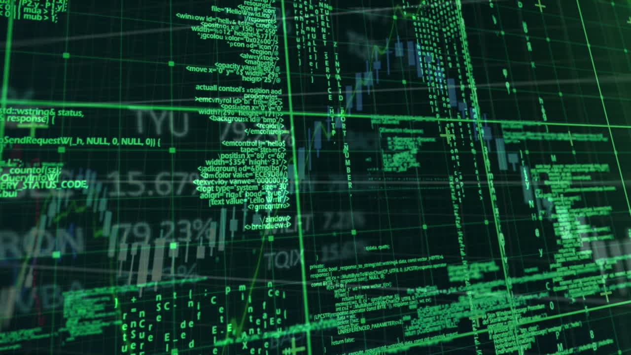 animación del procesamiento de datos financieros a través de la red