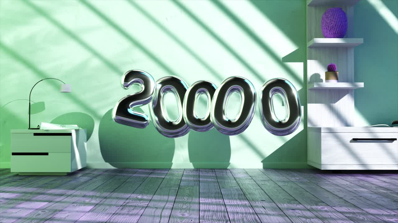 habitación moderna con número holográfico 3000