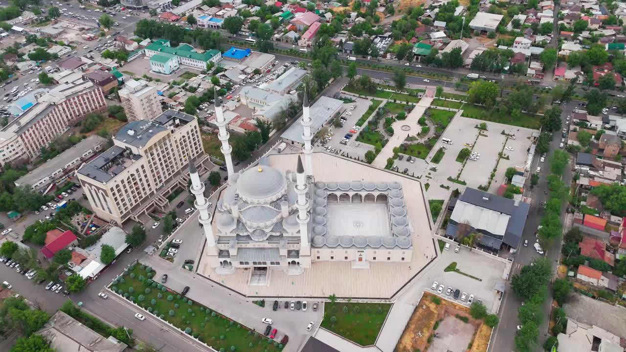 Aerial view of the Bishkek city Central Mosque in Kyrgyzstan