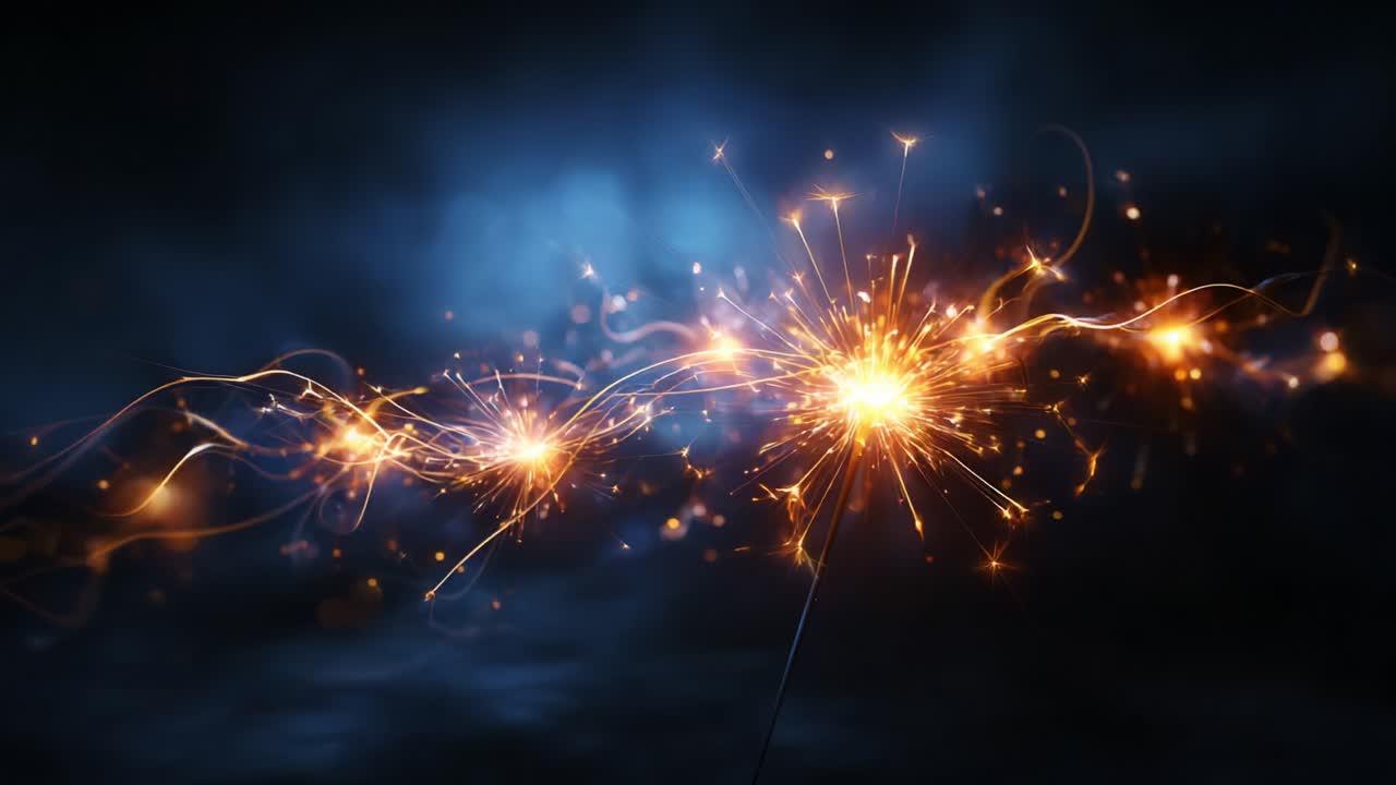 Explosive Display of Radiant Sparks: A Mesmerizing Journey Through Dynamic Light Patterns and Energy Flows Captured in Two Distinct Frames of a Captivating Video Sequence