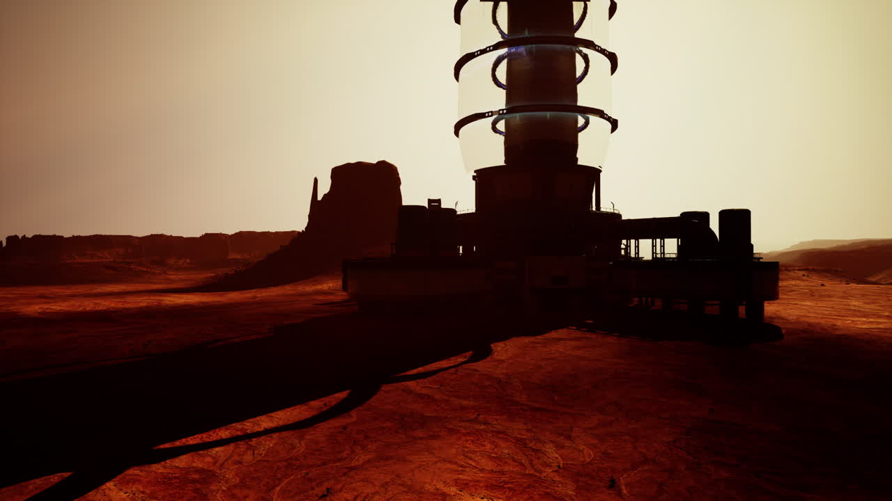 estructura futurista en un planeta rojo