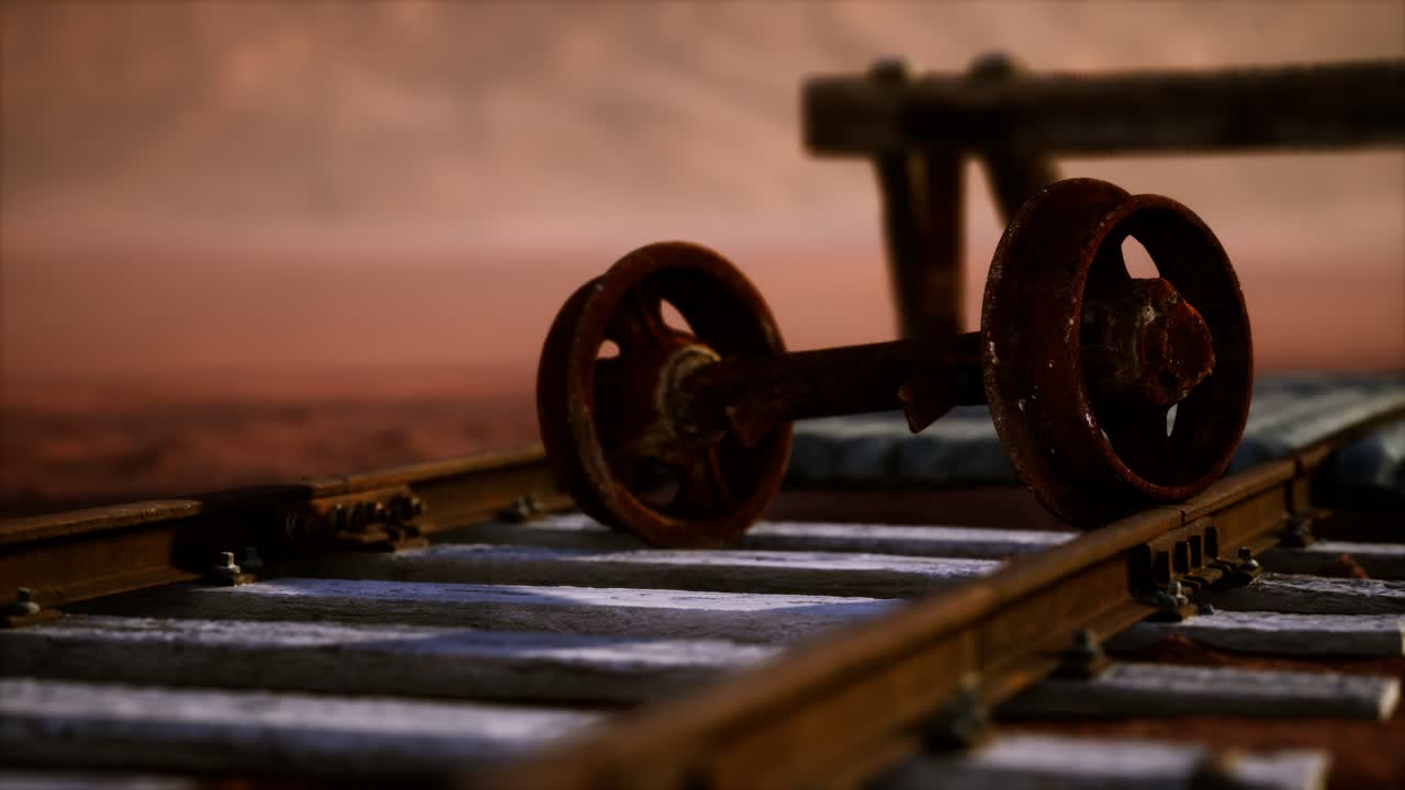 vías ferroviarias abandonadas en el desierto