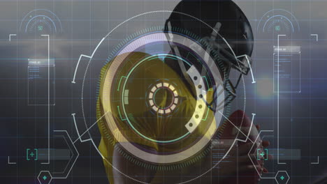 Animation of data processing with male american football player with ball