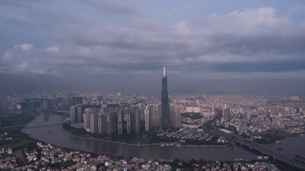 베트남 의 랜드마크 빌딩 의 공중 하이퍼  ⁇ 스
