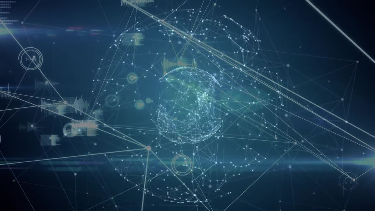 파란색 배경에 연결 네트워크의 애니메이션