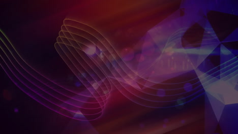 abstract colorful waves and light particles animation over dark background