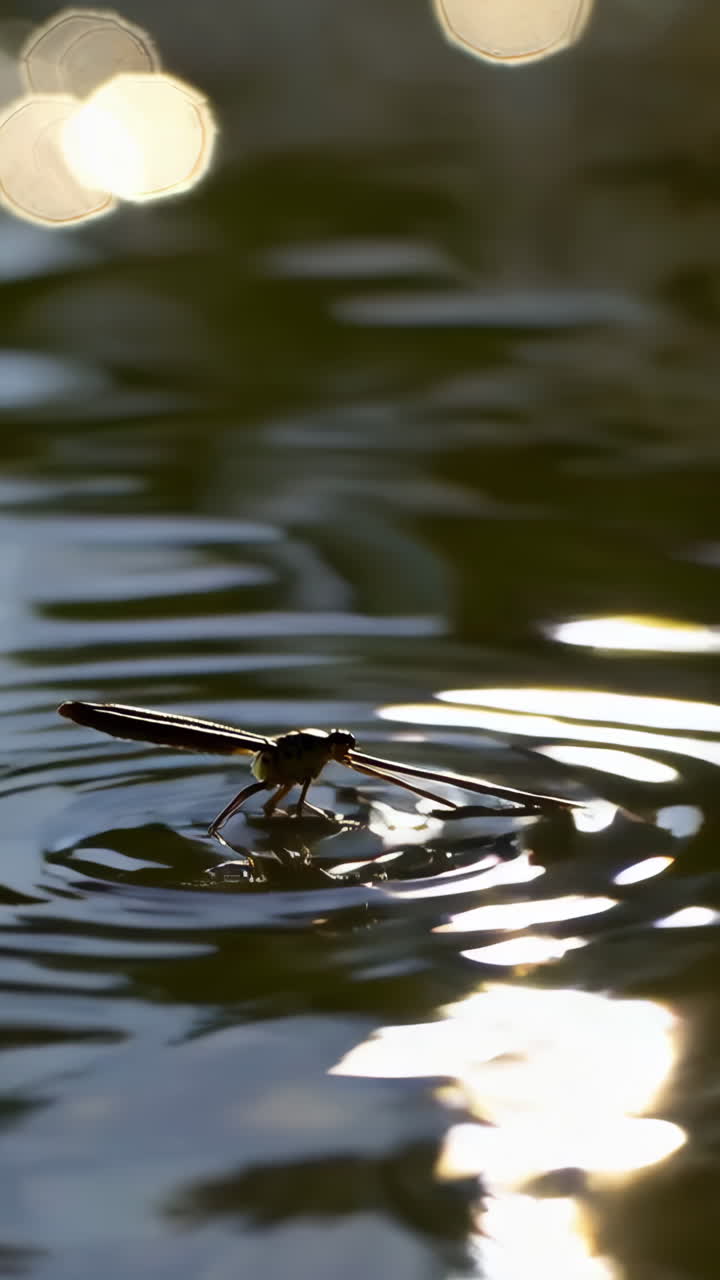 Dragonfly on Water Ripple