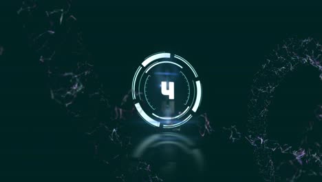 animation of dna strand spinning over scope scanning with countdown
