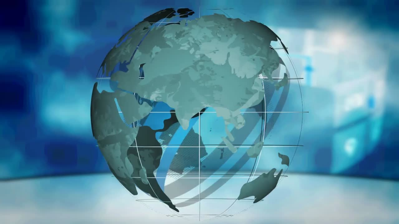 Animation of networks of connections with digital icons over globe