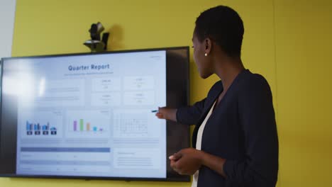 Mujer-De-Negocios-Afroamericana-Hablando-Y-Haciendo-Presentaciones-De-Negocios