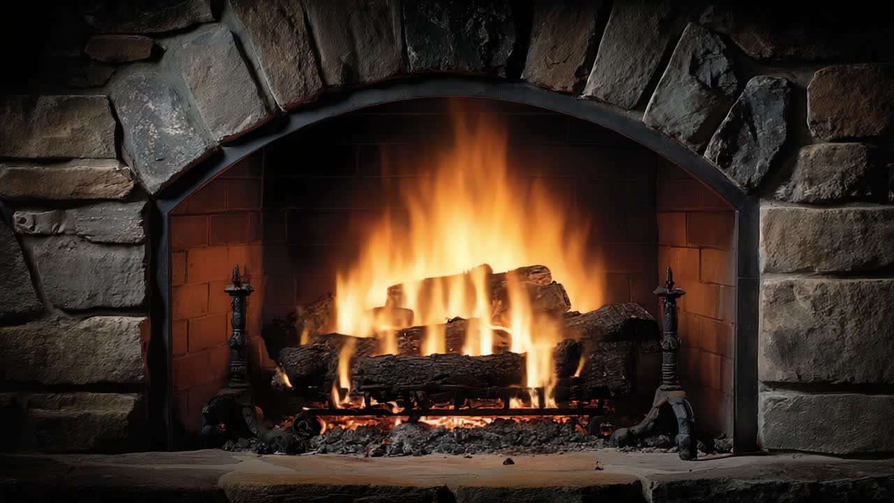 Una Scena di Camino Accogliente e Affascinante con Fiamme Danzanti, Perfetta per Creare un'Atmosfera Calda e Valorizzare Qualsiasi Spazio Abitativo.