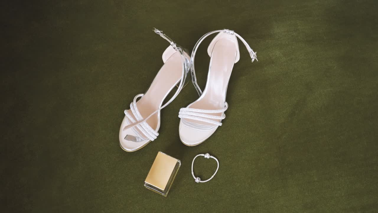 bride's wedding set, shoes, perfume and bracelet