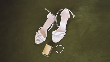 bride's wedding set, shoes, perfume and bracelet