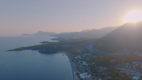 coastal sunset view of a turkish resort town