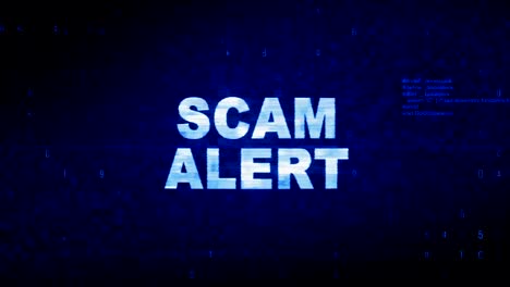 scam alert text digital noise twitch glitch distortion effect error animation.