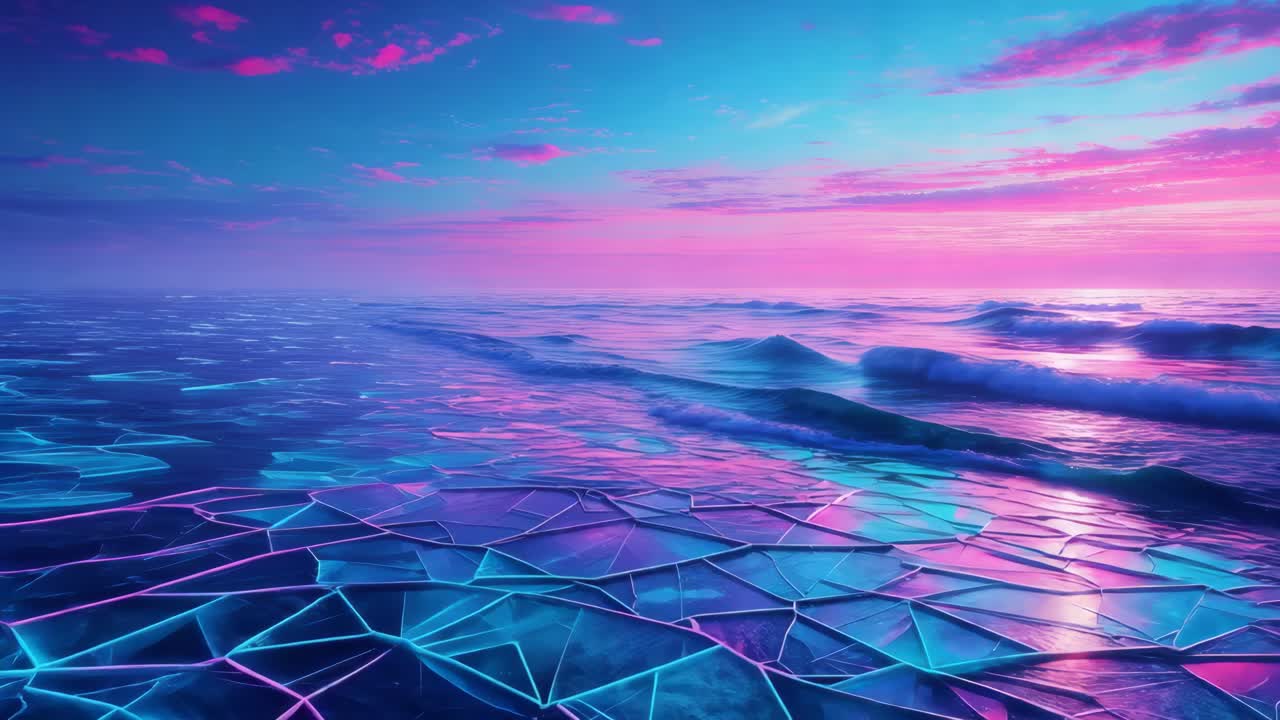 바다 위의 활기찬 일몰