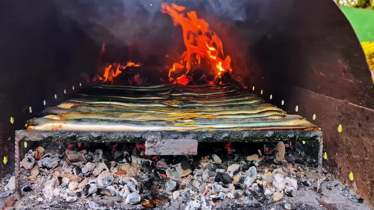 Smoked Lamprey bbq cooked grilled eels ancient jawless primitive species Baltic country