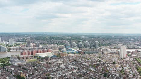 drone shot over residential housing in fulham towards wandsworth west london