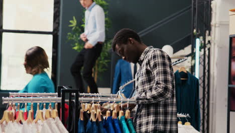 shopper analyzing fashionable shirt