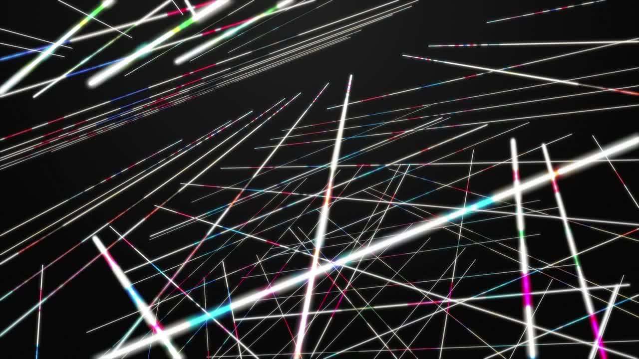 빛나는 줄무 객체와 함께 느린 동작의 미래 애니메이션, 4096x2304 루프 4k