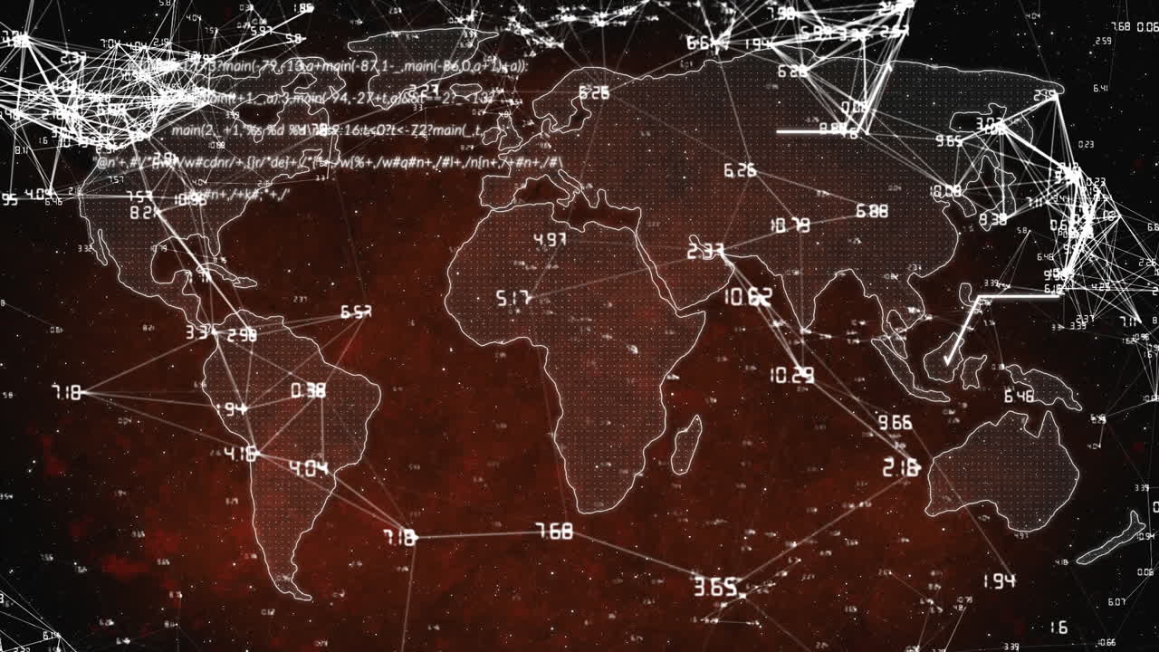 animación de la red de conexiones sobre el mapa del mundo