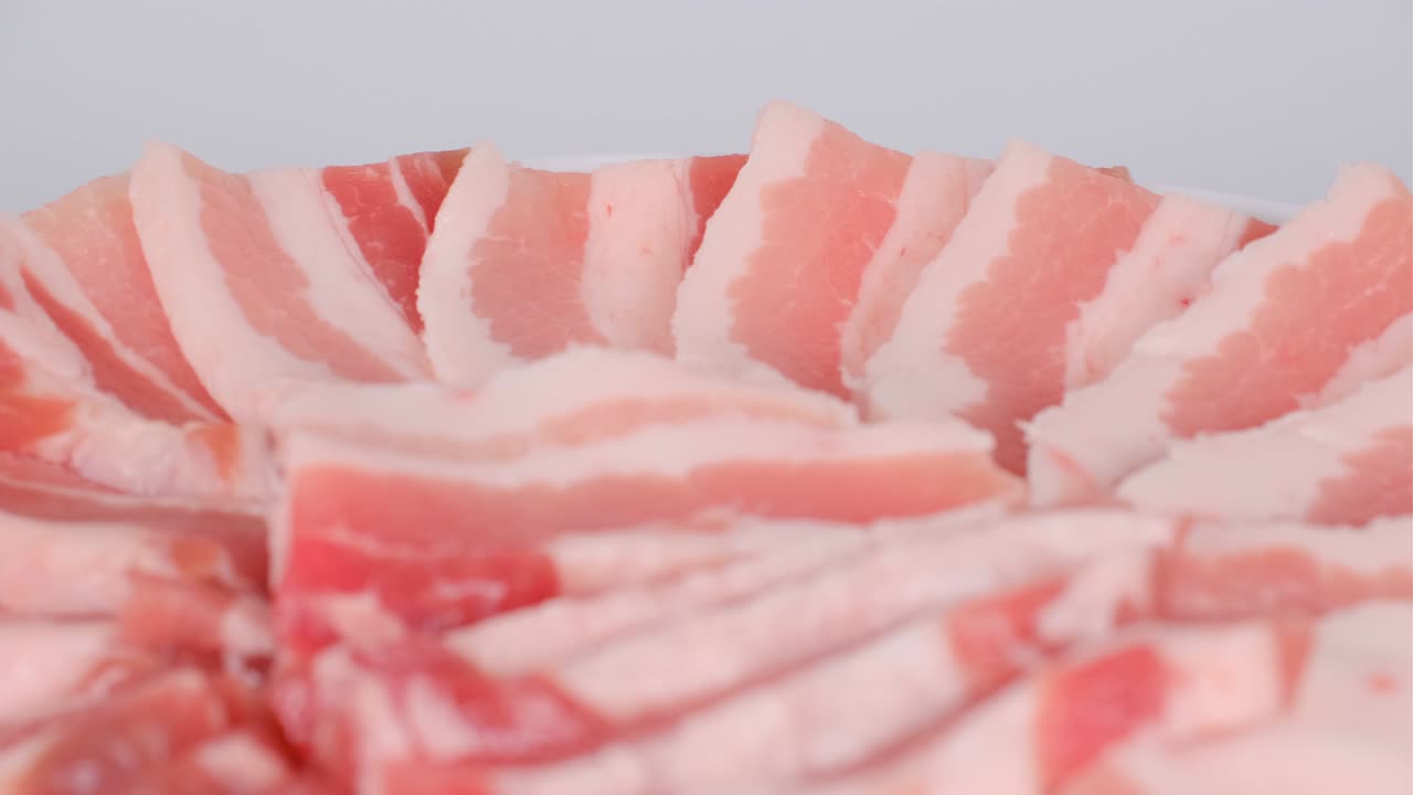 돼지고기 갈비 큰 접시 둥근, 비디오 클립