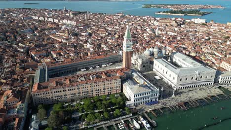st. mark's square with doge’s palace and st. mark's campanile in venice.