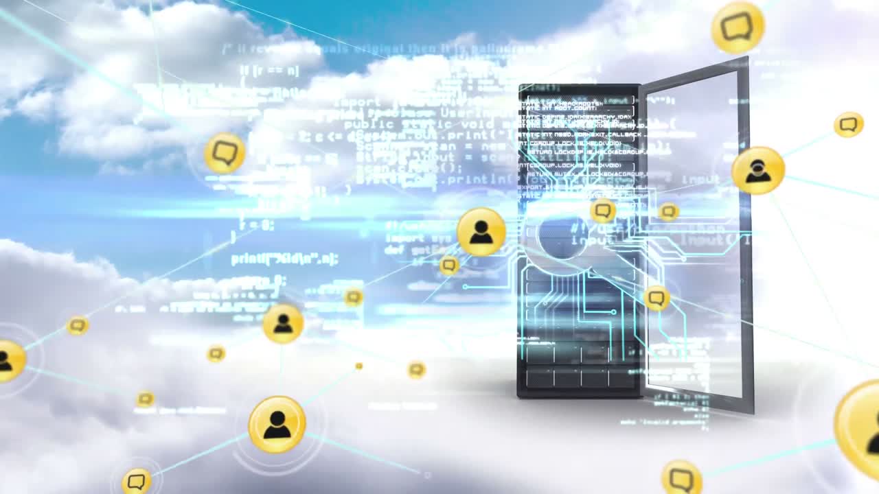 animación de la red de conexiones con los iconos de las personas