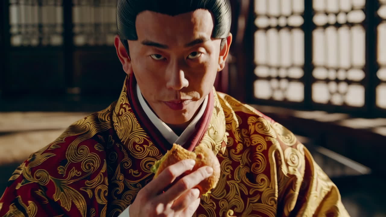 햄버거를 먹는 왕