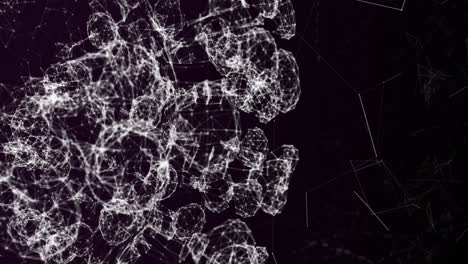 animación de primer plano de una cadena de adn sobre un fondo negro.