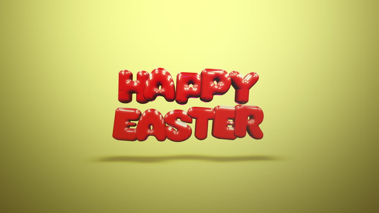 Testo "Buona Pasqua" rosso vibrante su sfondo giallo soleggiato