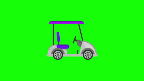 Animación-Del-Icono-Del-Carro-De-Golf.-Animación-En-Bucle-De-Vehículo-Con-Canal-Alfa,-Pantalla-Verde.